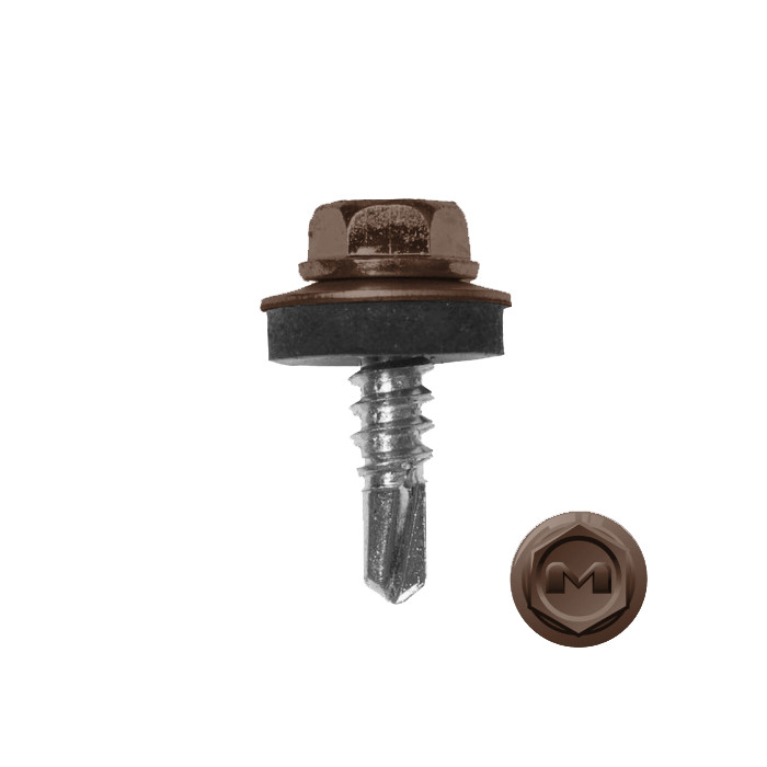 Саморез по металлу Daxmer 5,5х19 (250шт) сверло №3 RAL 8025